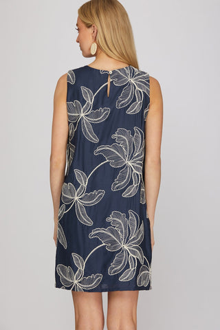 She + Sky Dresses Sleeveless Embroidered Shift Dress