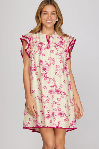 She + Sky Dresses Sm Ruffle Picot Stitch Sleeve Dress w/Pockets