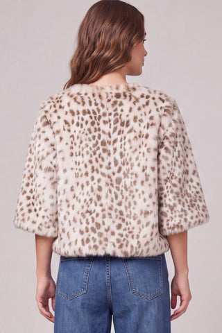 She + Sky Outerwear - Jackets Half Sleeve Faux Fur Crop Jacket Animal Print