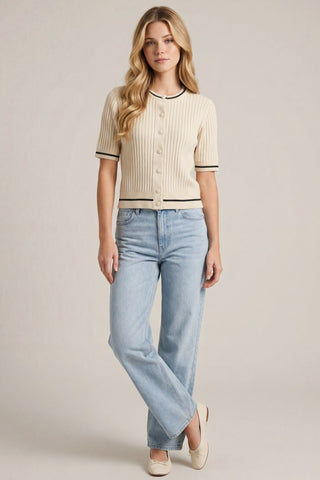 She + Sky Tops - Outerwear - Cardigans Short Sleeve Sweater Cardigan