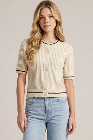She + Sky Tops - Outerwear - Cardigans Sm Short Sleeve Sweater Cardigan