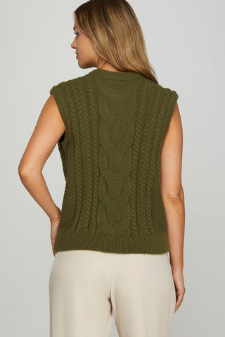 She + Sky Tops - Sweaters Sale Sleeveless Cable Knit Sweater Vest