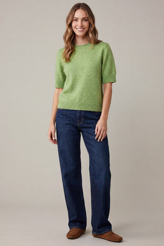 She + Sky Tops - Sweaters Short Sleeve Sweater Moss Green