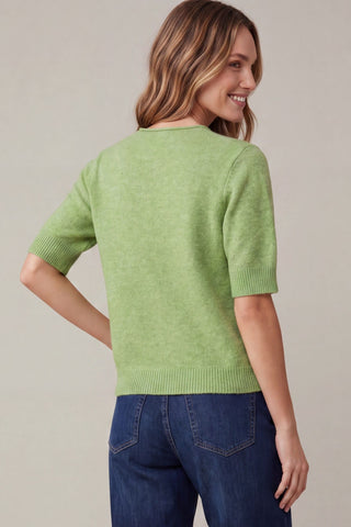 She + Sky Tops - Sweaters Short Sleeve Sweater Moss Green