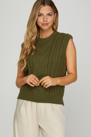 She + Sky Tops - Sweaters Sm Sale Sleeveless Cable Knit Sweater Vest