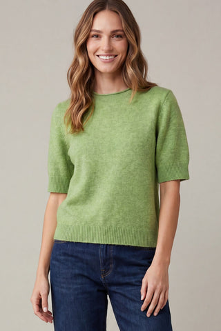 She + Sky Tops - Sweaters Sm Short Sleeve Sweater Moss Green