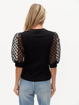 Six Fifty Clothing Tops - Blouse Colette Mixed Media Polka Dot Sleeve Top