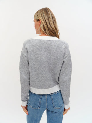 Six Fifty Clothing Tops - Sweaters Sale Libby V-Neck Sweater Heather Grey