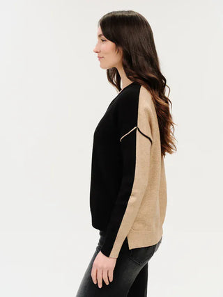 Six Fifty Clothing Tops - Sweaters Xsm Fiore Long Sleeve Sweater Black/Camel