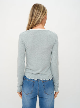Six Fifty Clothing Tops - T-Shirts Sale Lea Long Sleeve Tee w/Lettuce Edges