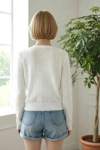 Staccato Tops - Outerwear - Cardigans Long Sleeve Pointelle Detailed V-Neck Cardigan