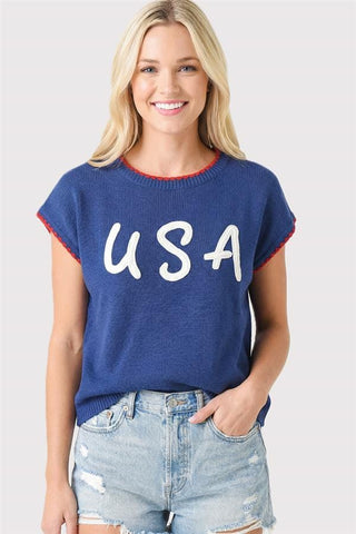 Staccato Tops - Sweaters July 4th USA Letter Stitched Sweater