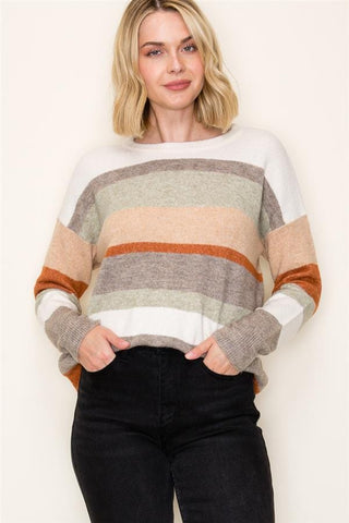Staccato Tops - Sweaters Sale Multi Color Block Crew Neck Long Sleeve Sweater