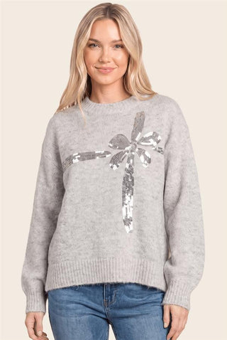 Staccato Tops - Sweaters Sequin Accent Crew Neck Balloon Sleeve Sweater