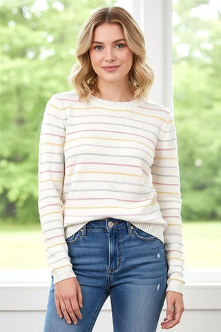 Staccato Tops - Sweaters Sm Multi Color Striped Long Sleeve Sweater