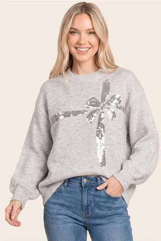 Staccato Tops - Sweaters Sm Sequin Accent Crew Neck Balloon Sleeve Sweater