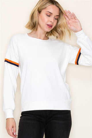 Staccato Tops - Sweaters Varsity Taped Long Sleeve Crew Neck Top