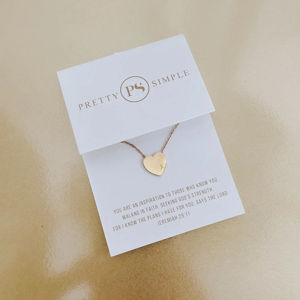 Sweet Heart Gift Necklace Cancer Ribbon