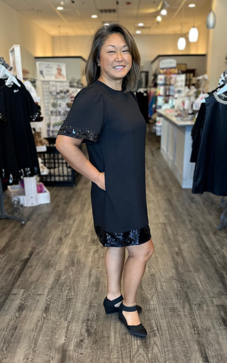 THML Dresses Sequin Trim Detail Short Dress