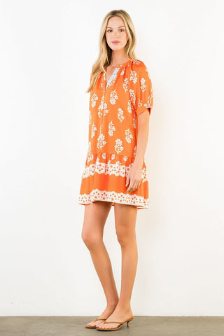 THML Dresses Short sleeve Button Up Floral Print Dress