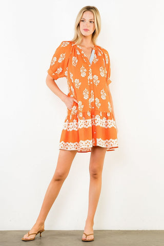 THML Dresses Xsm Short sleeve Button Up Floral Print Dress