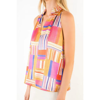 THML Tops - Blouse Sleeveless Ruffled Neck Pattern Top
