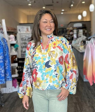 THML Tops - Blouse Xsm Floral Print Long Sleeve Top