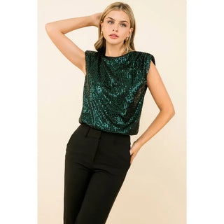 THML Tops - Blouse Xsm Sale Sequin Sleeveless Blouse Teal