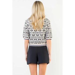 THML Tops - Sweaters Short Sleeve Abstract Print Sweater
