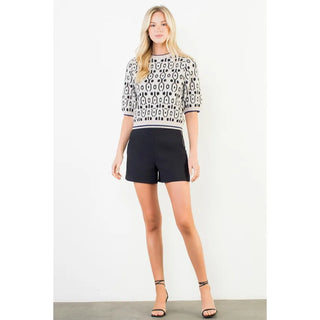 THML Tops - Sweaters Short Sleeve Abstract Print Sweater