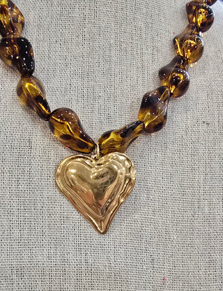 Tulip Lane Jewelry - Necklaces Leopard Luxe Heart Necklace