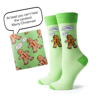 Two Left Feet Basics - Socks At Least You can't Hear the Carolers Two Left Feet Holiday Gift Card & Sock Set 6 Designs