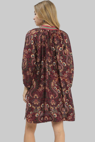 Umgee Dresses Sale Floral Damask Print Collared Dress