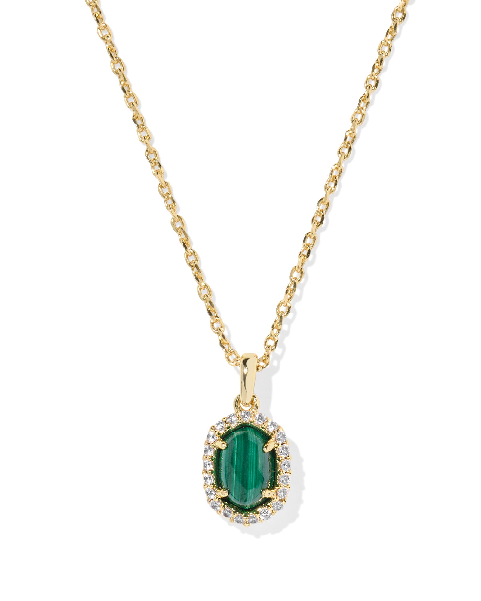 Sale Daphne Gold Crystal Frame Short Pendant Green Malachite