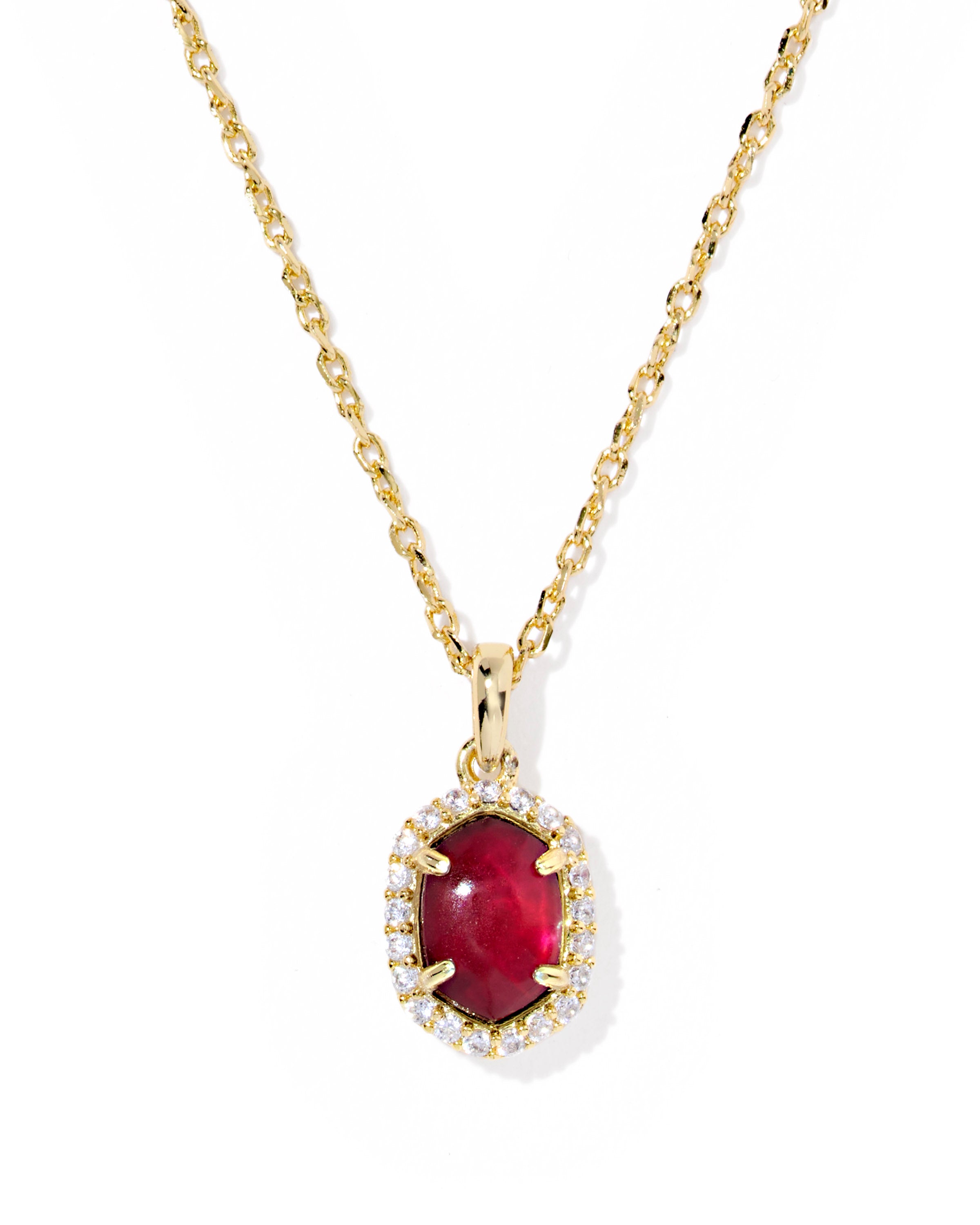 Sale Daphne Gold Crystal Frame Short Pendant Dark Burgundy Illusion