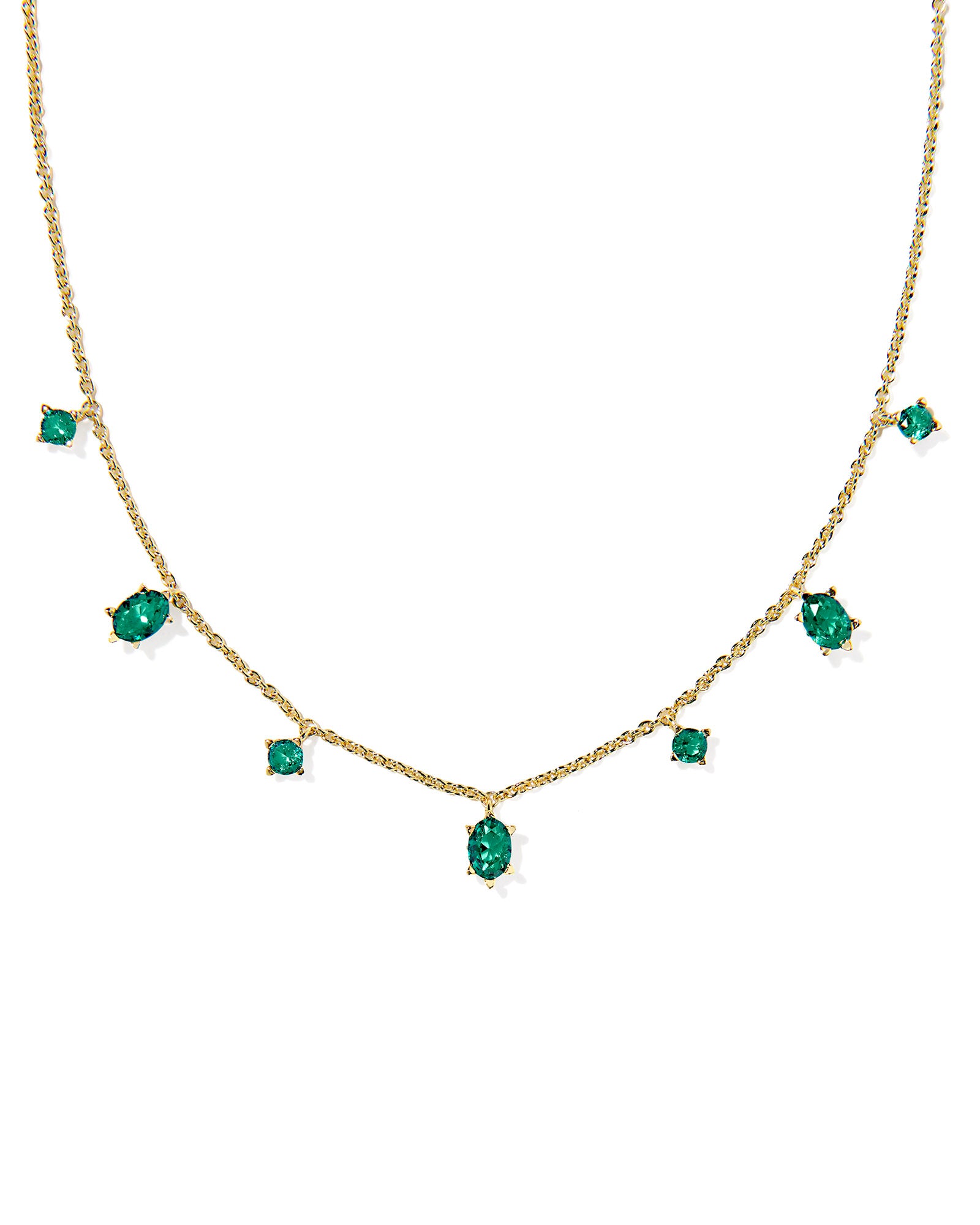 Cailin Gold Delicate Strand Necklace Green