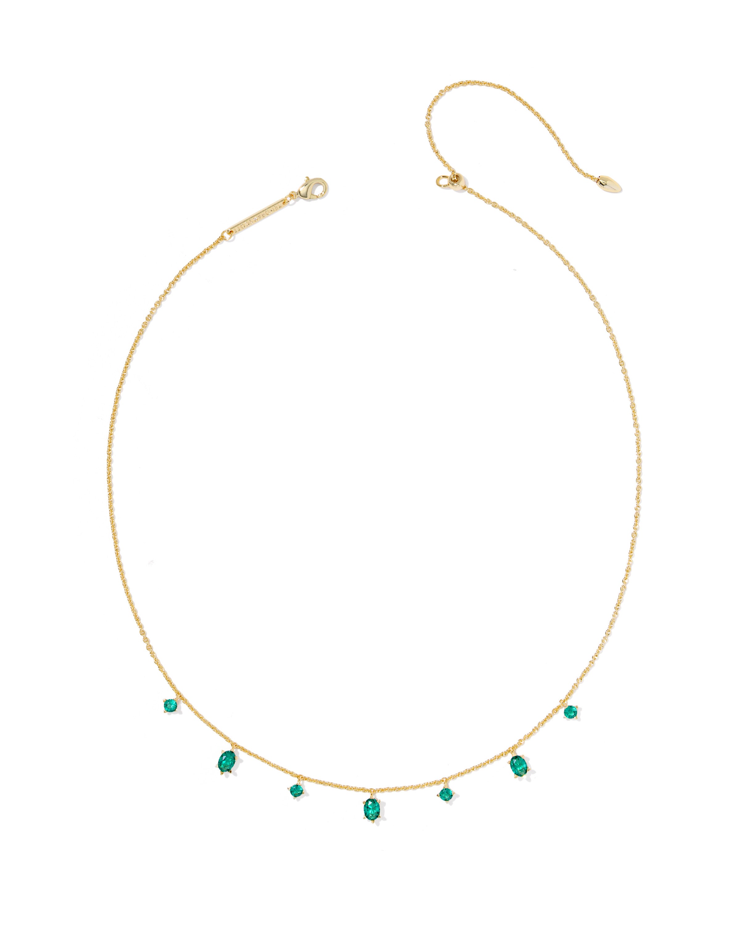 Cailin Gold Delicate Strand Necklace Green