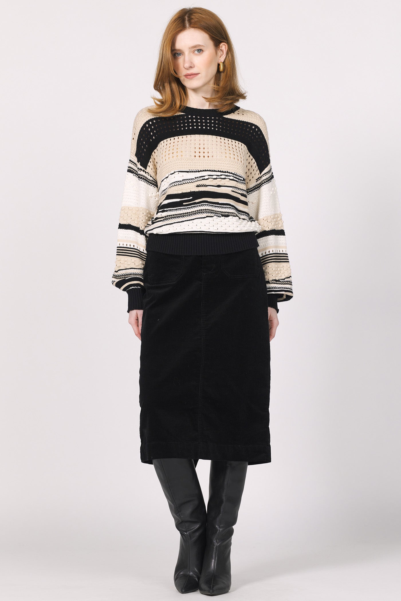 Sale Maryn Oatmeal/Black Striped Sweater