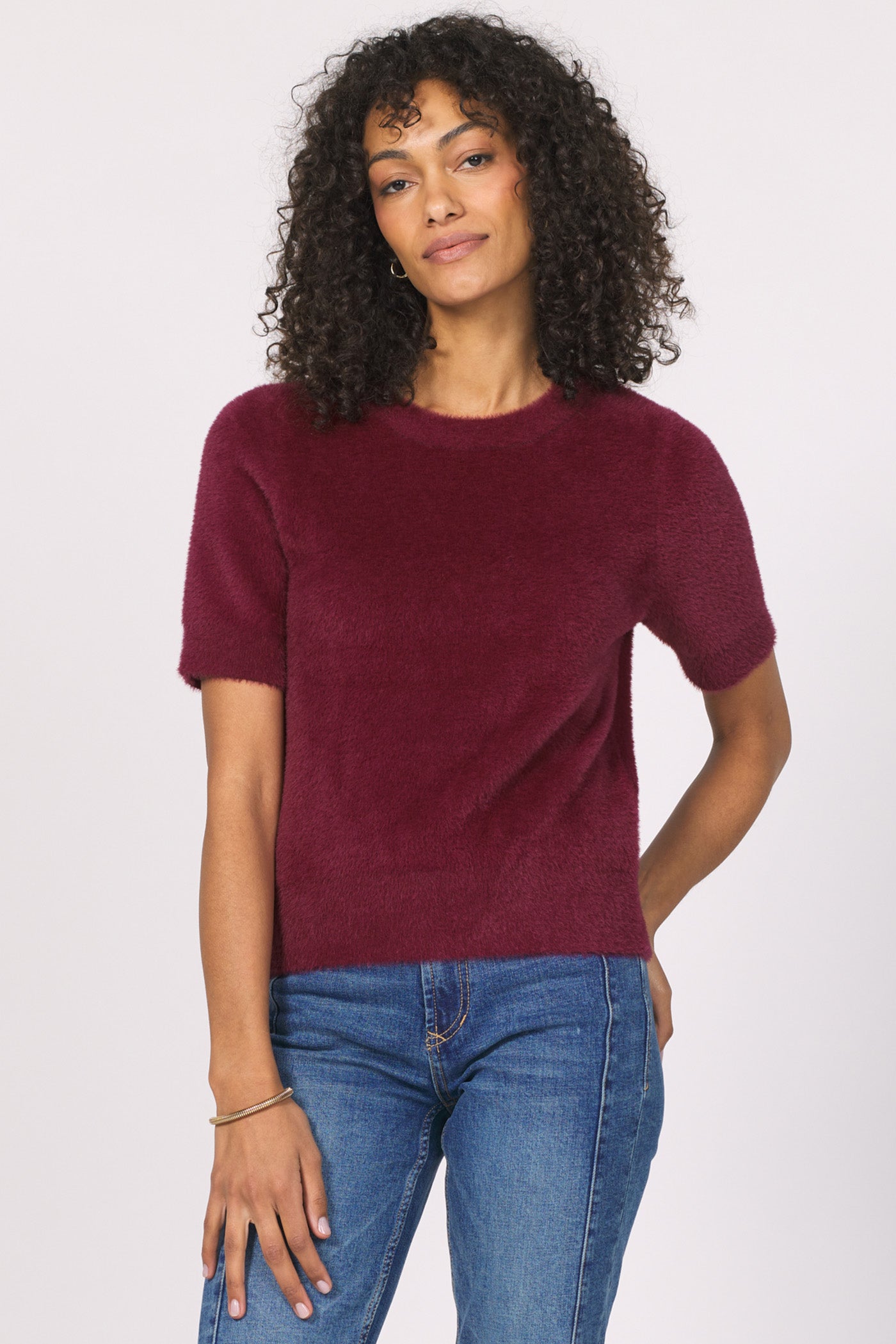 Susie Short Sleeve Fuzzy Sweater