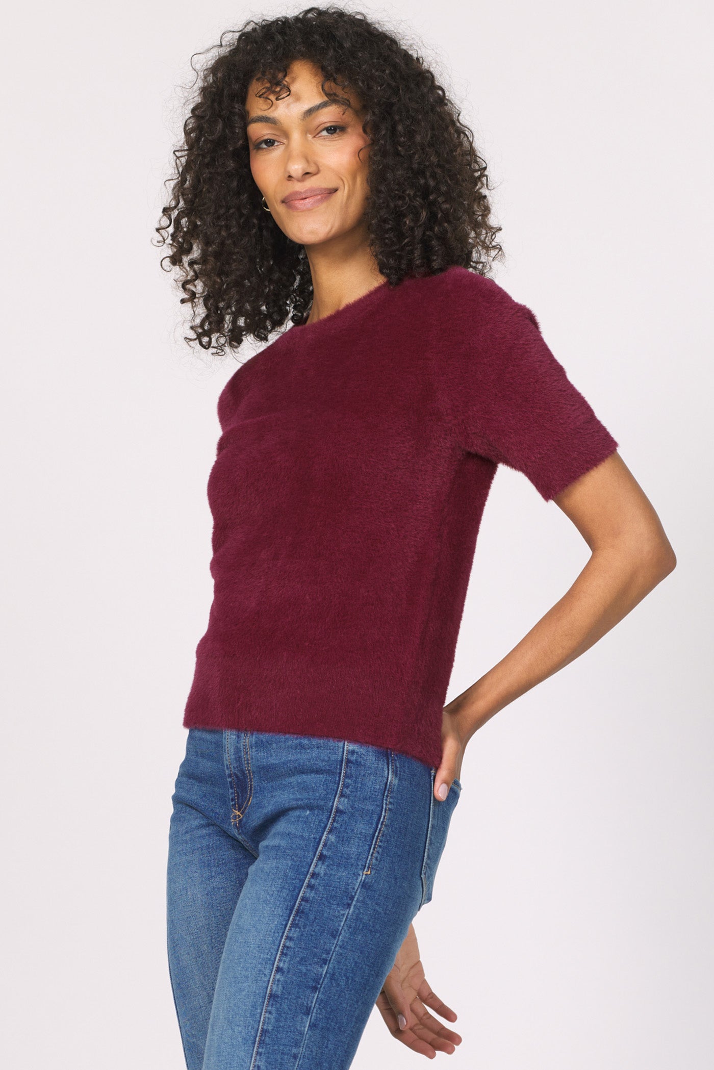 Susie Short Sleeve Fuzzy Sweater