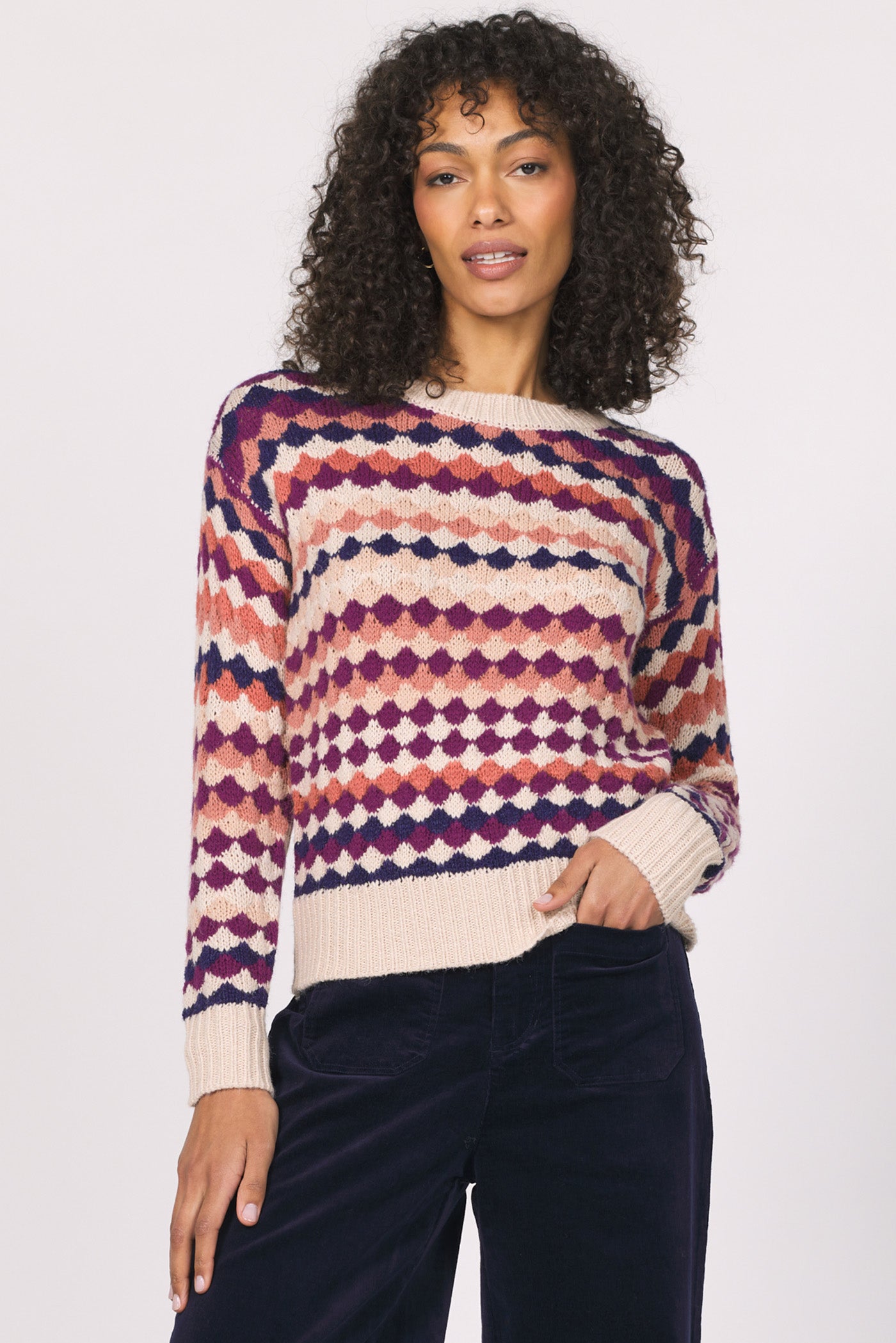 Sale Fabienne Long Sleeve Striped Sweater