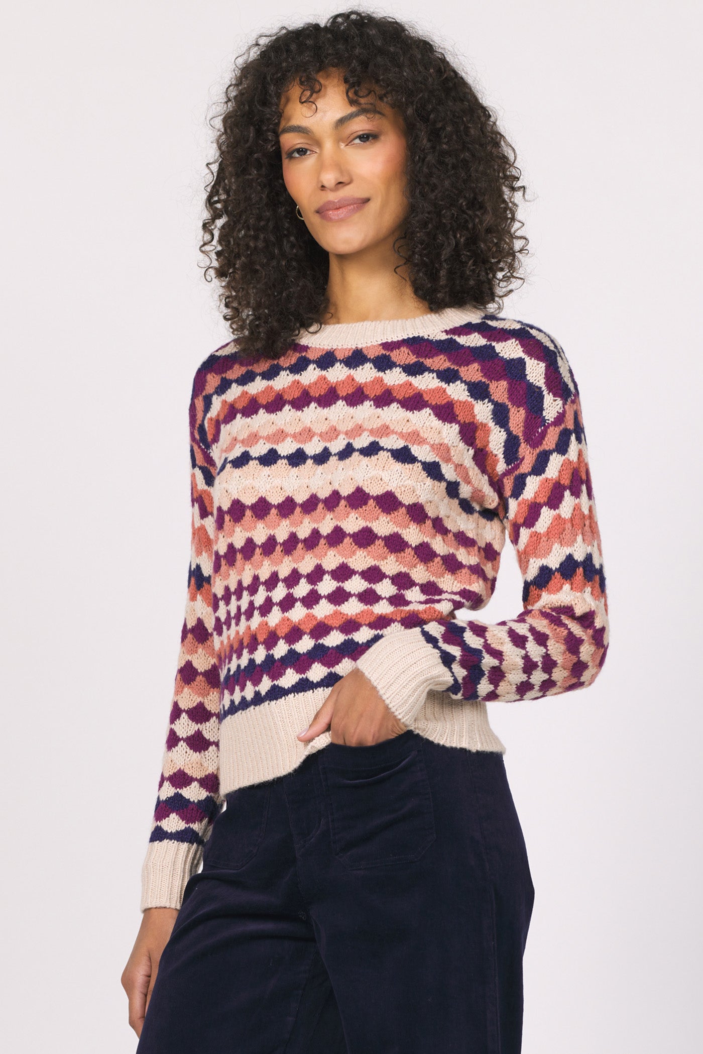 Sale Fabienne Long Sleeve Striped Sweater