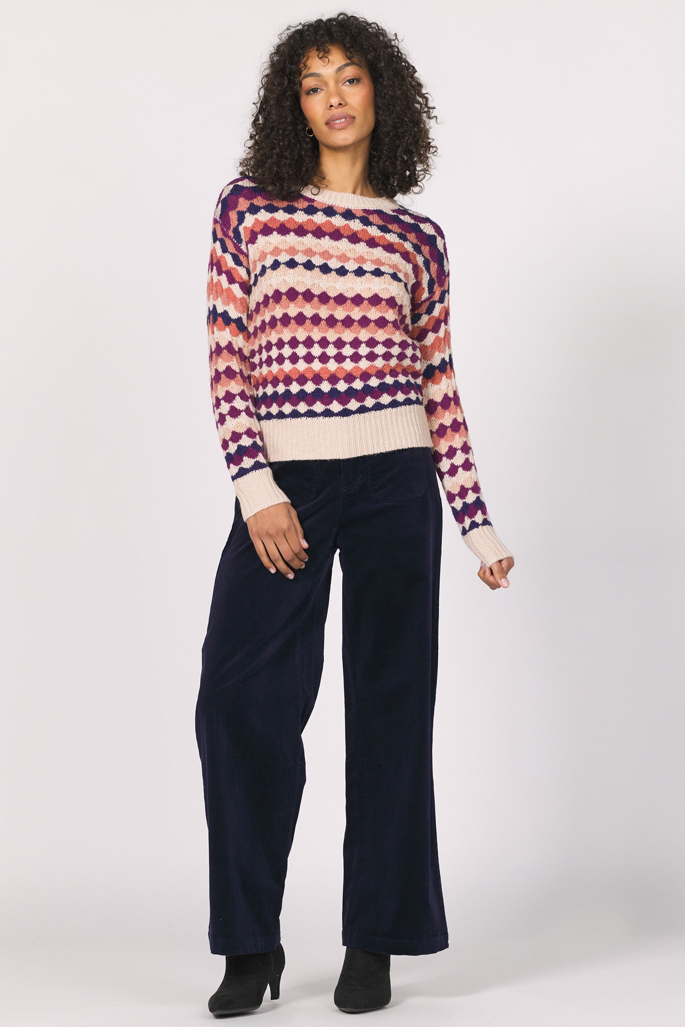 Sale Fabienne Long Sleeve Striped Sweater