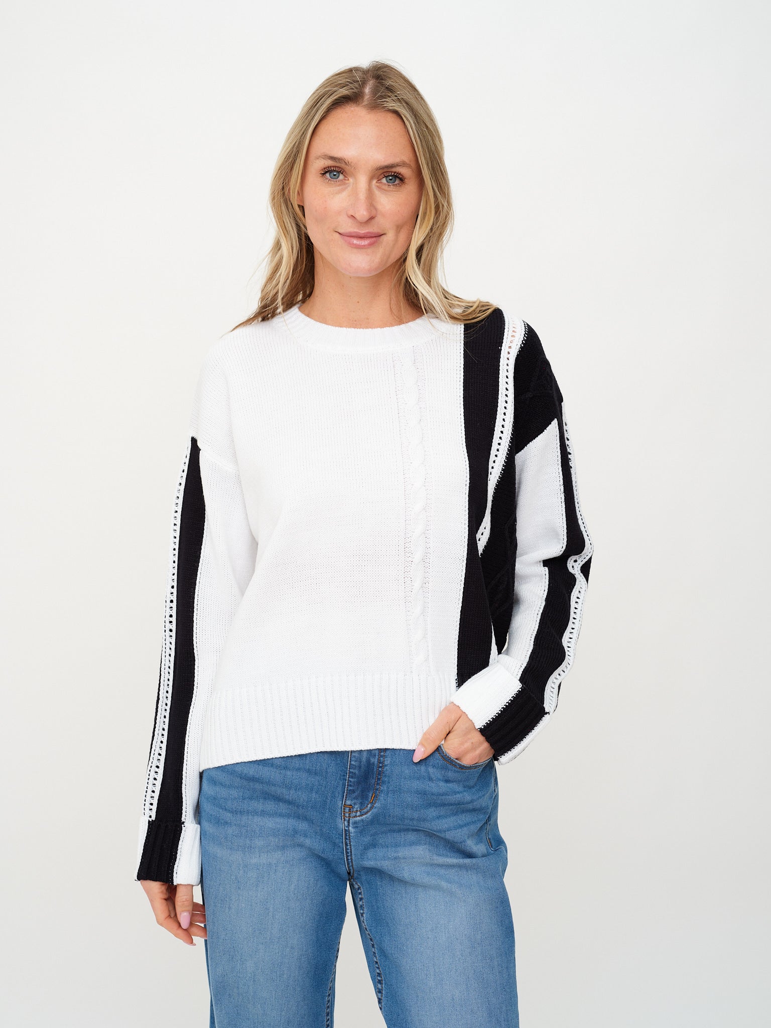 Ruby Striped Sweater White/Black
