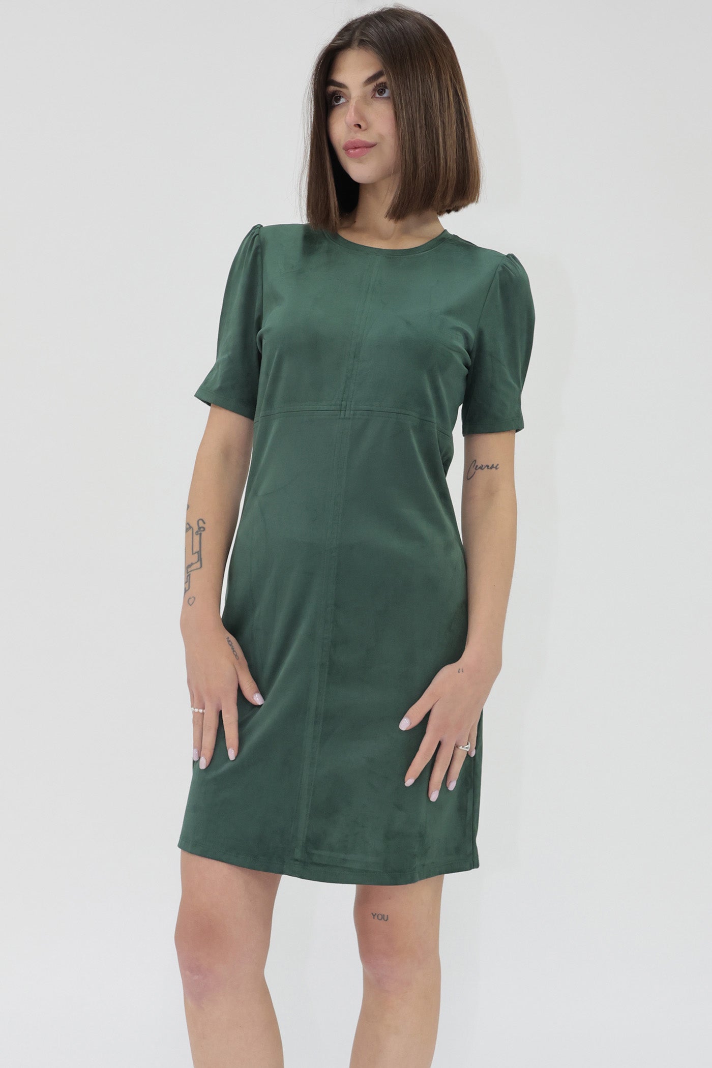 Demi Short Sleeve Suede Dress