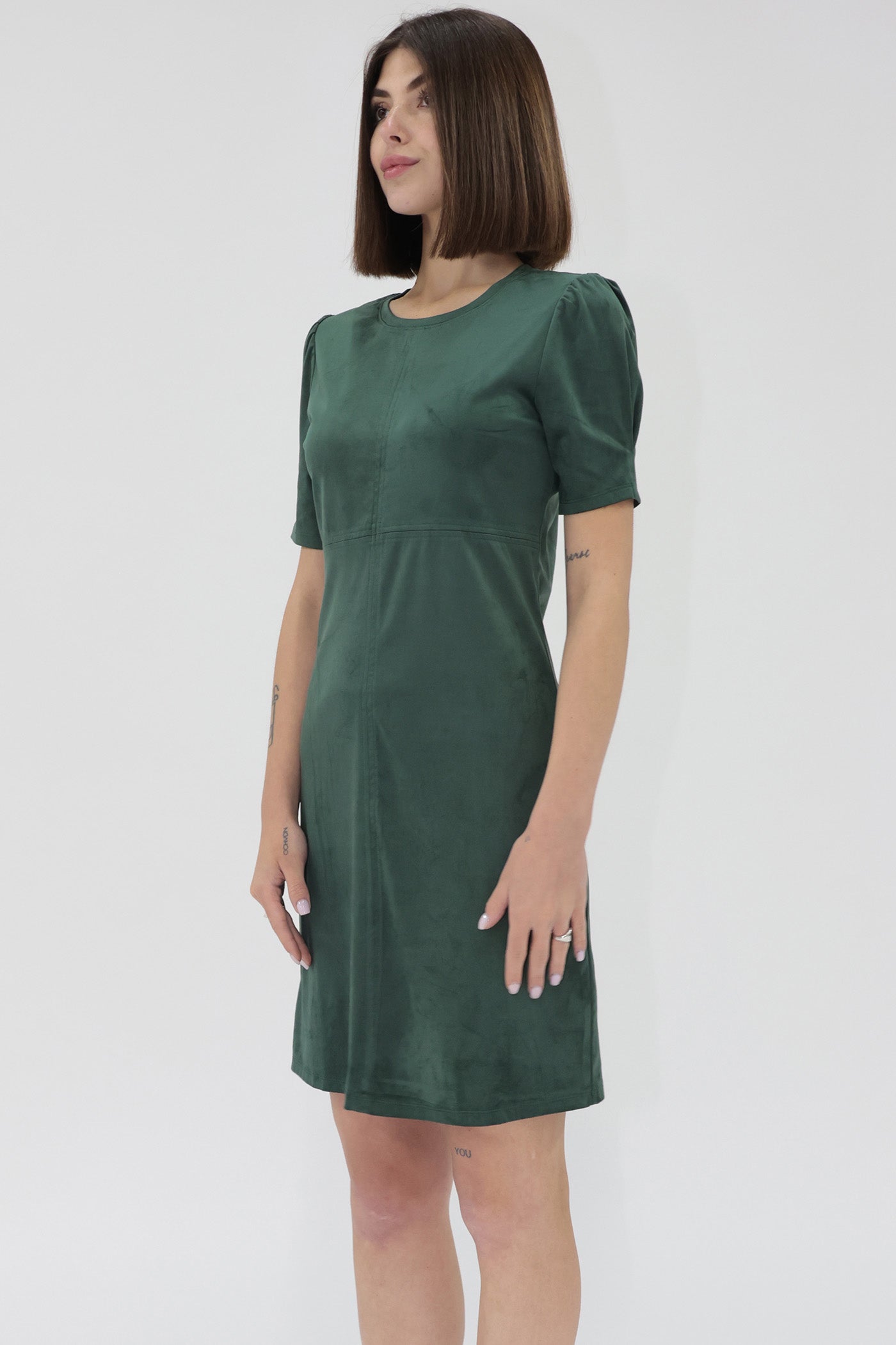 Demi Short Sleeve Suede Dress