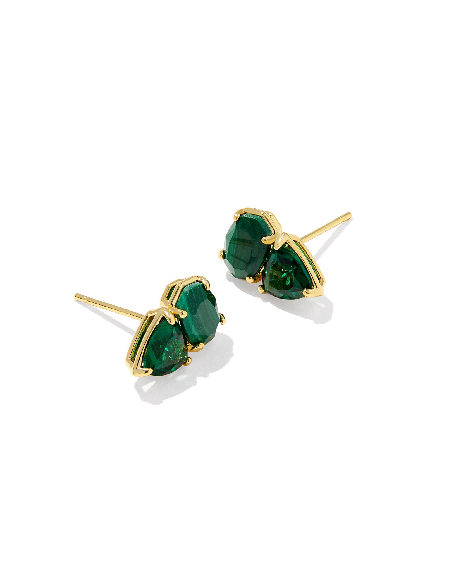 Tatum Gold Stud Earrings Green Mix