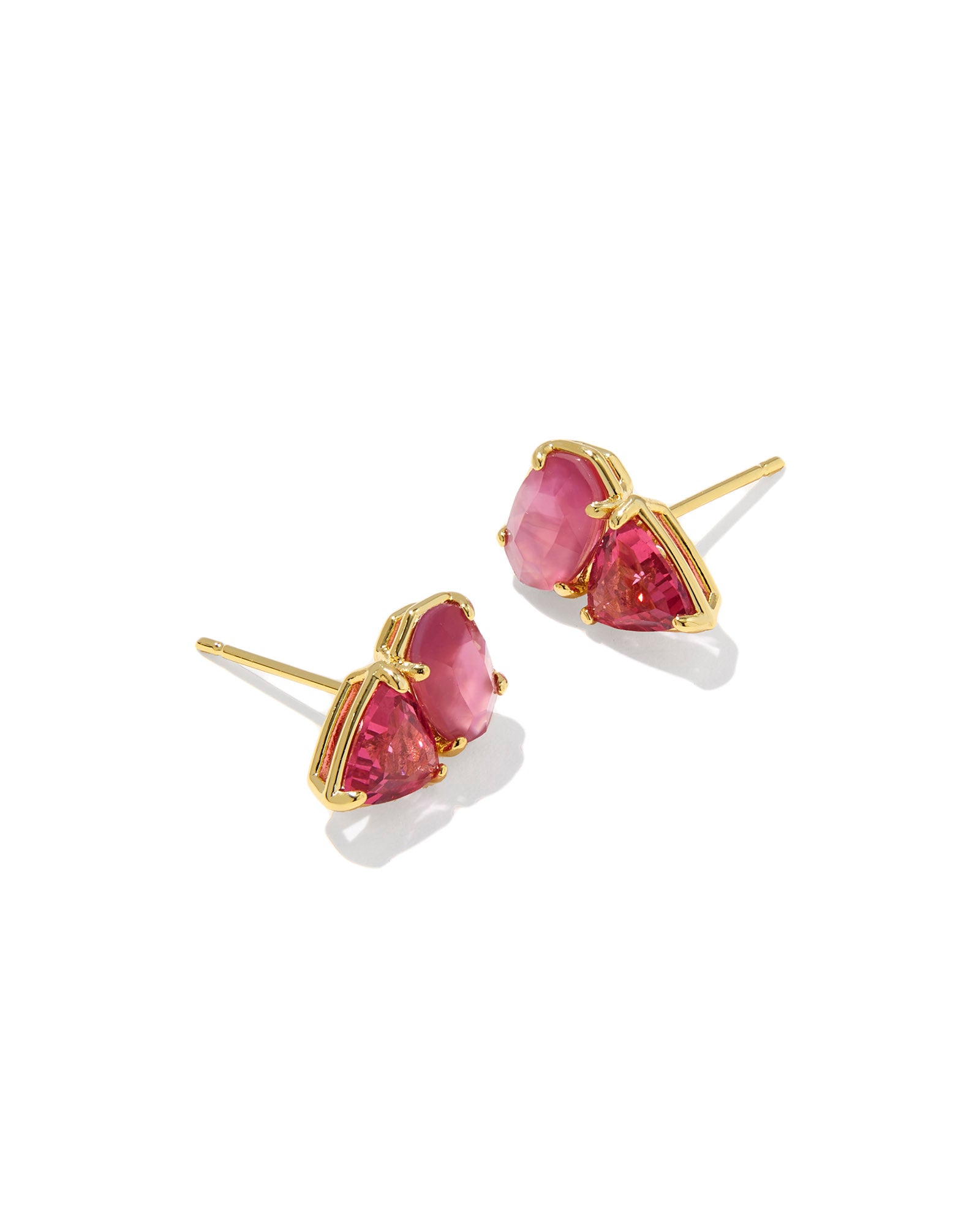 Tatum Gold Stud Earrings Pink Mix