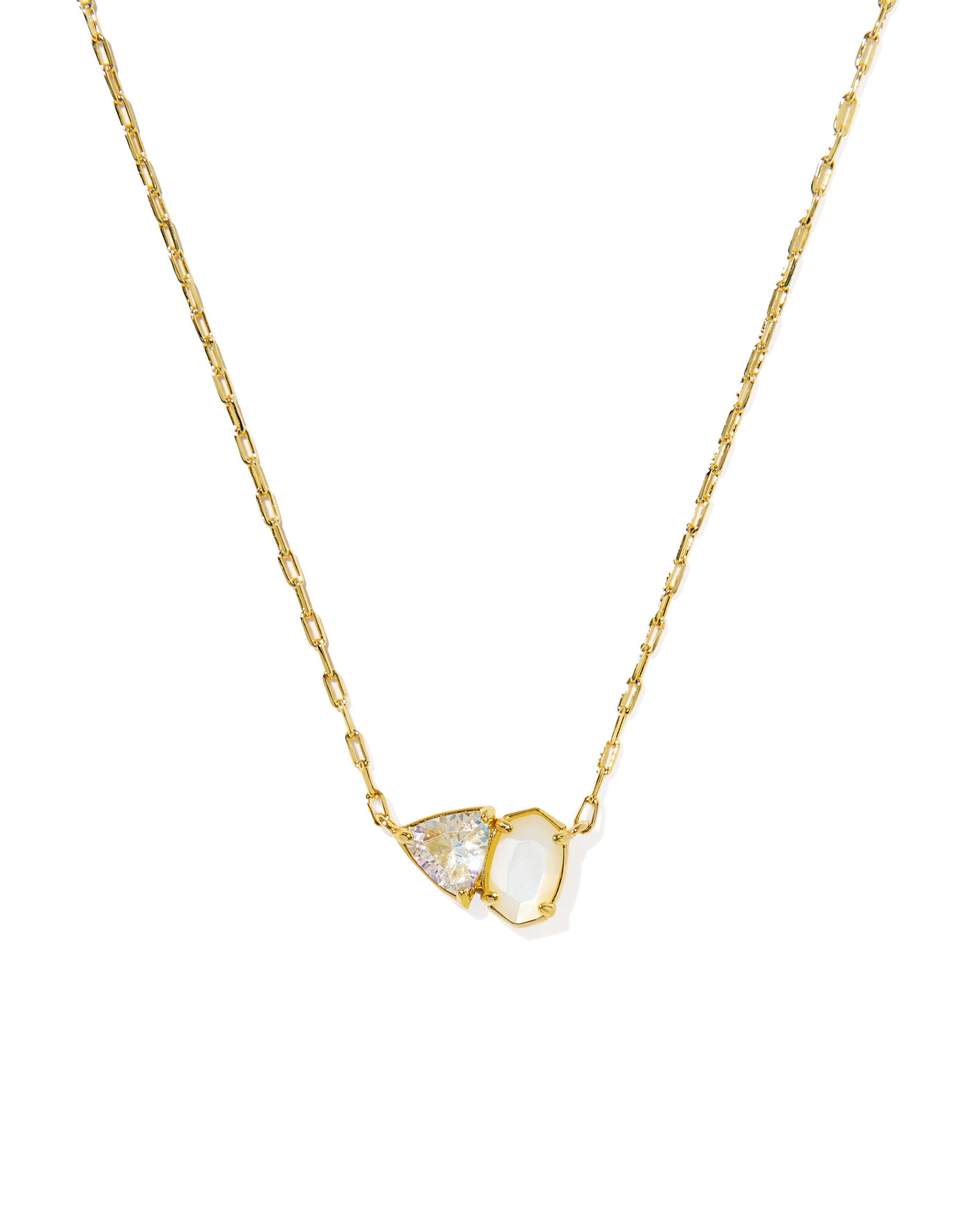 Tatum Gold Short Pendant Necklace Neutral Mix