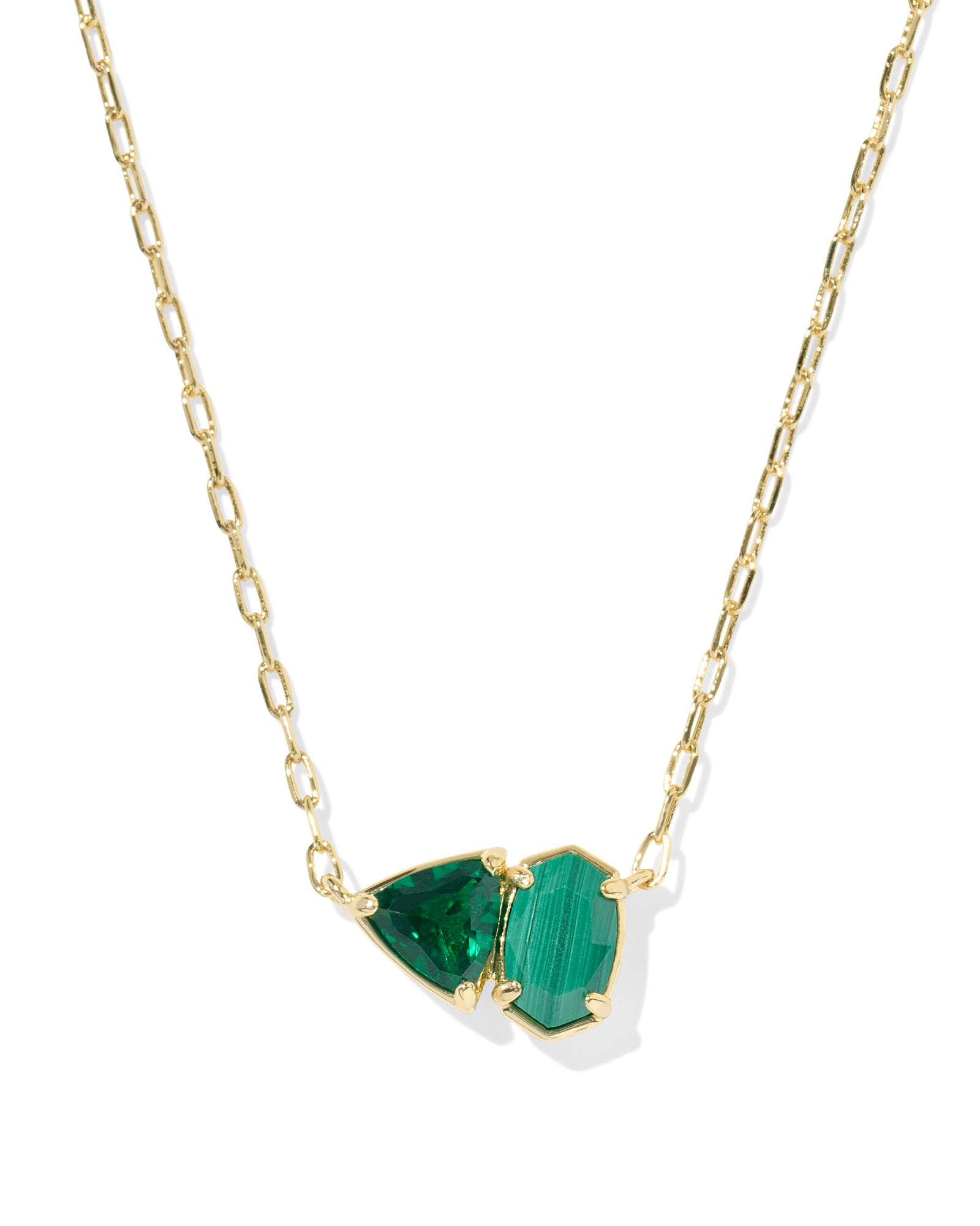 Tatum Gold Short Pendant Necklace Green Mix